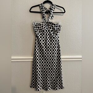 Laundry silk Halter tied Dress black and cream size 6